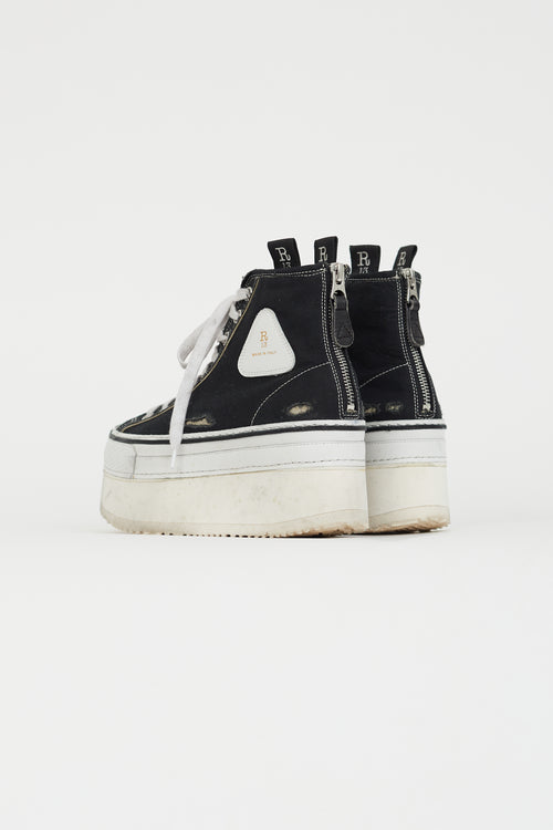 R13 Black Canvas Courtney Platform Sneaker