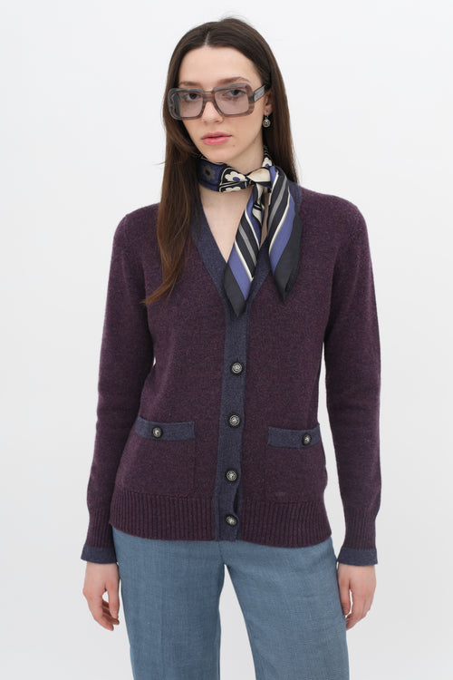 Purple Knit Cashmere Cardigan