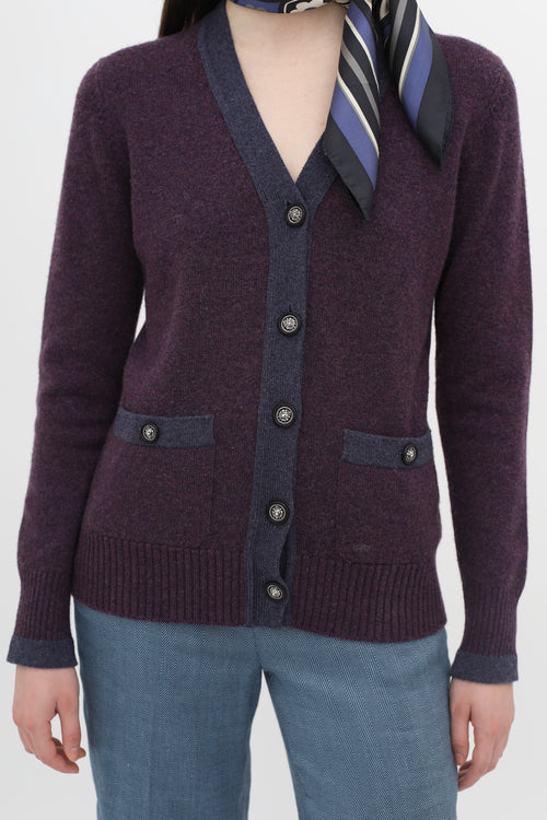 Purple Knit Cashmere Cardigan