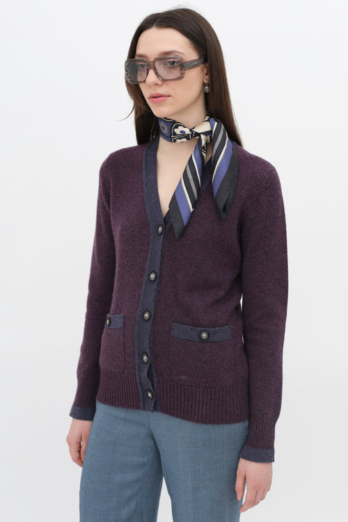 Purple Knit Cashmere Cardigan