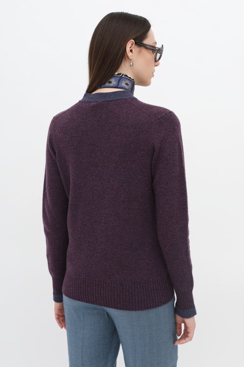 Purple Knit Cashmere Cardigan