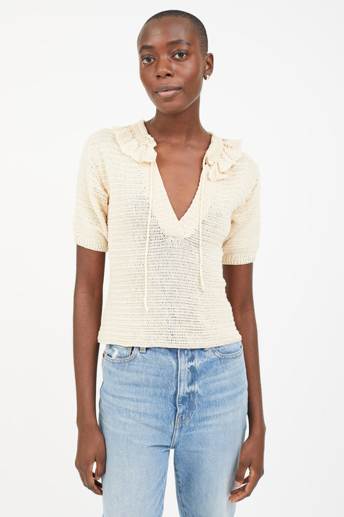 Rachel Comey Cream Knit Short Sleeve Top