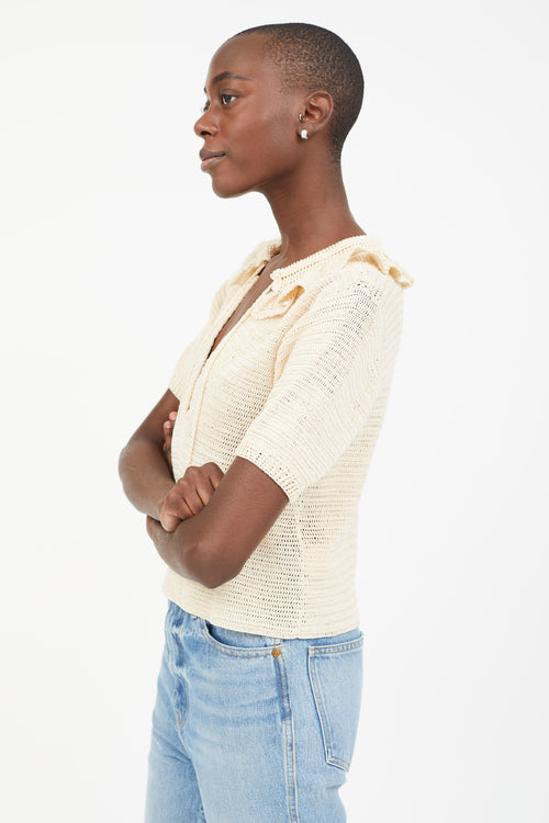 Rachel Comey Cream Knit Short Sleeve Top