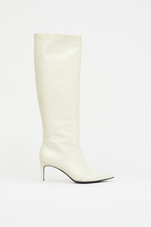 Rag 
Bone Cream Leather Pointed Knee High Boot