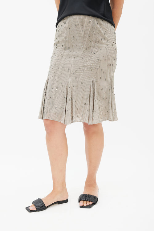 Ralph Lauren Grey Beaded Pleated Skirt