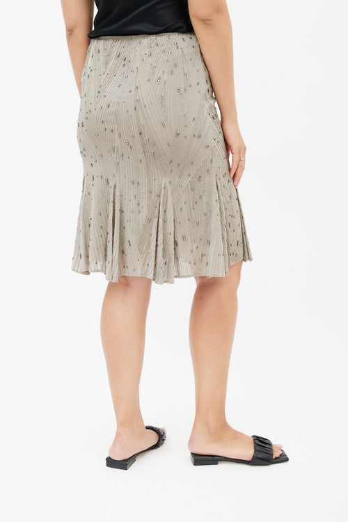 Ralph Lauren Grey Beaded Pleated Skirt