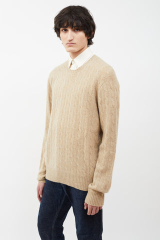 Ralph Lauren Beige Cable Knit Cashmere Sweater