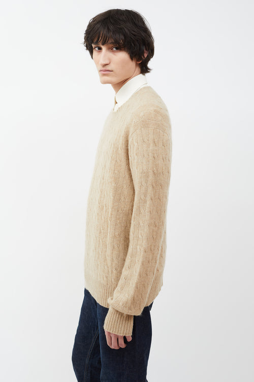 Ralph Lauren Beige Cable Knit Cashmere Sweater