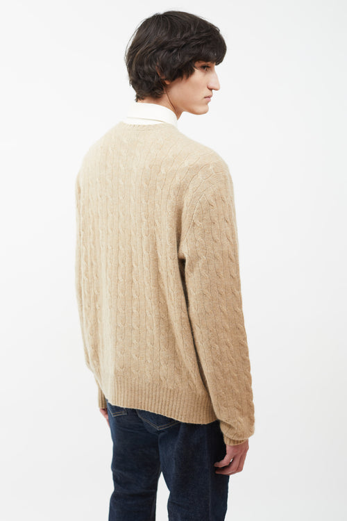 Ralph Lauren Beige Cable Knit Cashmere Sweater