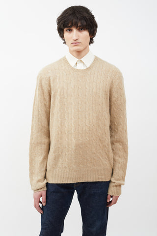 Ralph Lauren Beige Cable Knit Cashmere Sweater