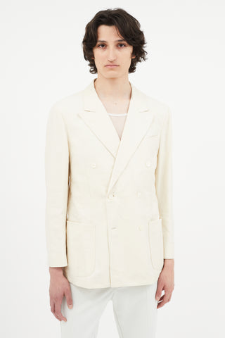 Ralph Lauren Cream Linen Double Breasted Blazer