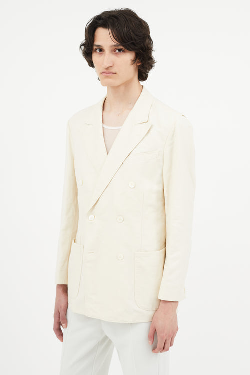 Ralph Lauren Cream Linen Double Breasted Blazer