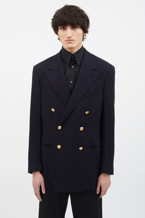 Ralph Lauren Navy Cashmere Double Breasted Blazer