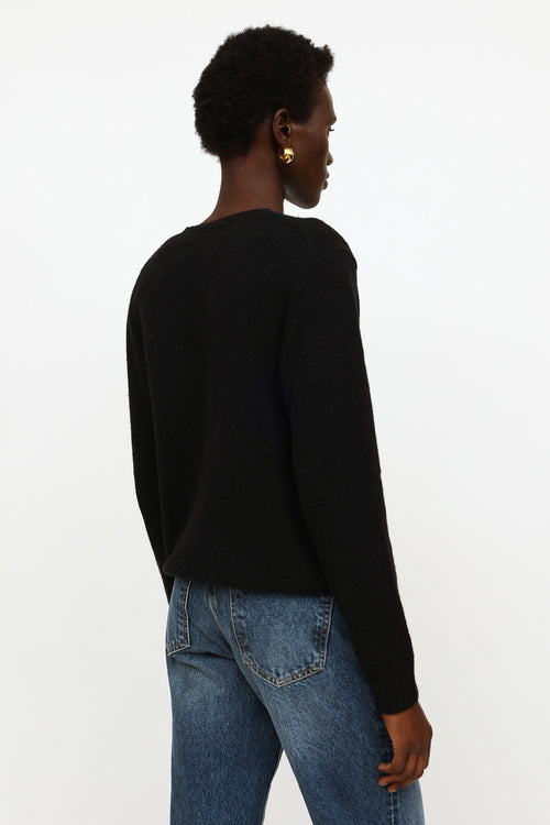 Ralph Lauren Black Embroidered Knit Sweater