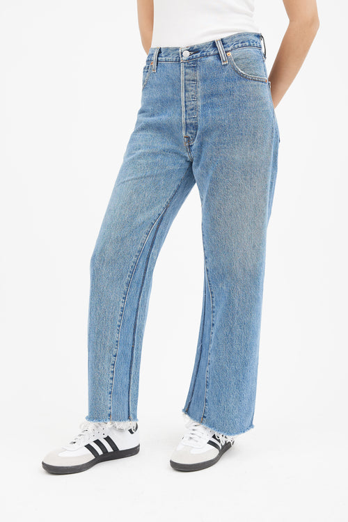 Re/Done x Levi
s Blue High Rise Wide Leg Jeans