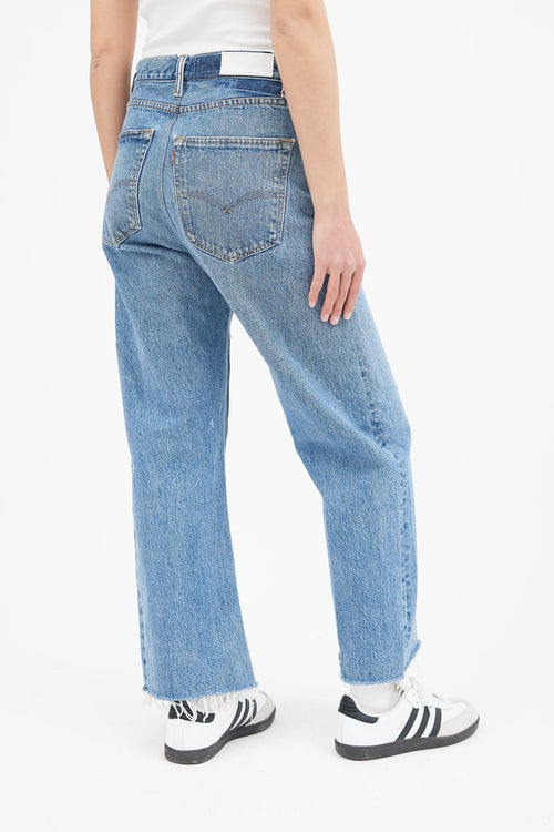 Re/Done x Levi
s Blue High Rise Wide Leg Jeans