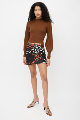 Réalisation Par Black Silk Floral Mini Skirt