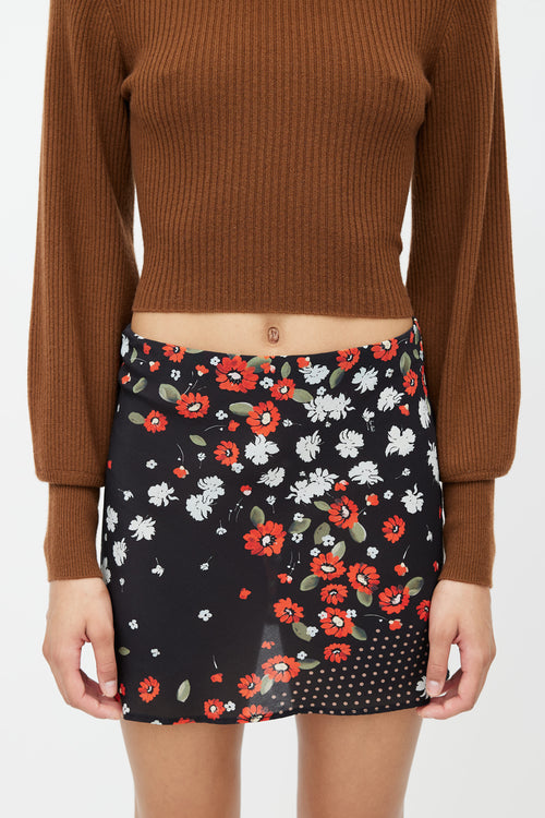 Réalisation Par Black Silk Floral Mini Skirt