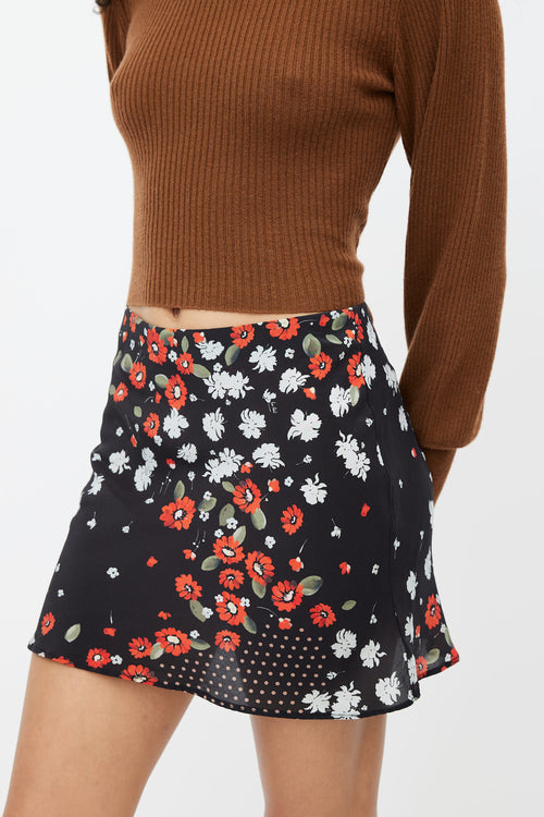 Réalisation Par Black Silk Floral Mini Skirt