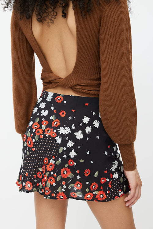 Réalisation Par Black Silk Floral Mini Skirt