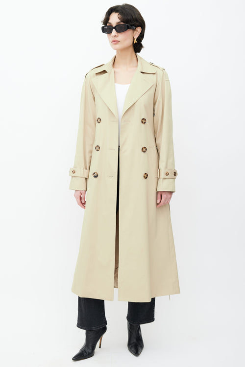 Reformation Beige Double Breasted Belted Coat