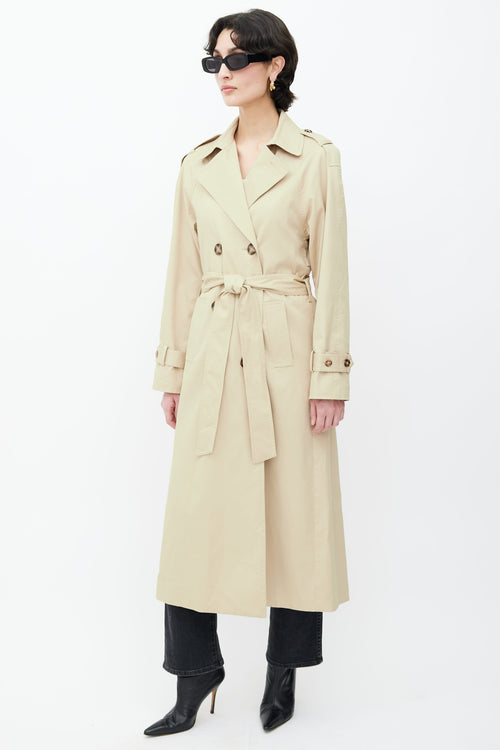 Reformation Beige Double Breasted Belted Coat