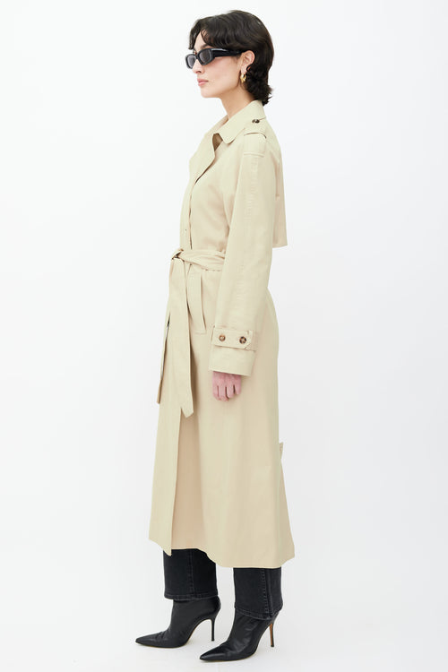 Reformation Beige Double Breasted Belted Coat