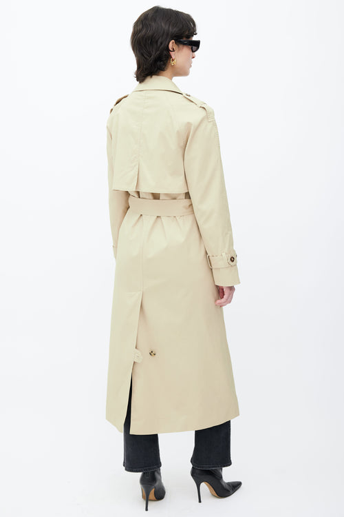 Reformation Beige Double Breasted Belted Coat