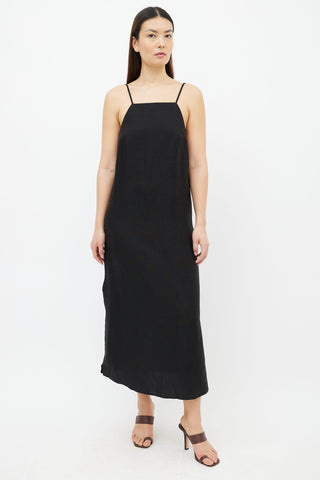 Reformation Black Linen Sleeveless Midi Dress