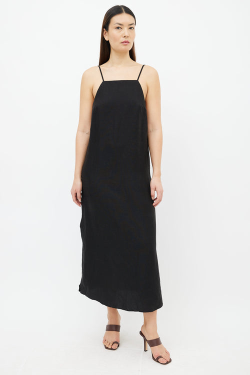 Reformation Black Linen Sleeveless Midi Dress