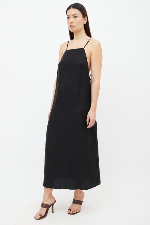 Reformation Black Linen Sleeveless Midi Dress