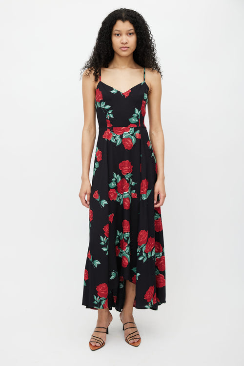 Reformation Black 
Red Floral Dress