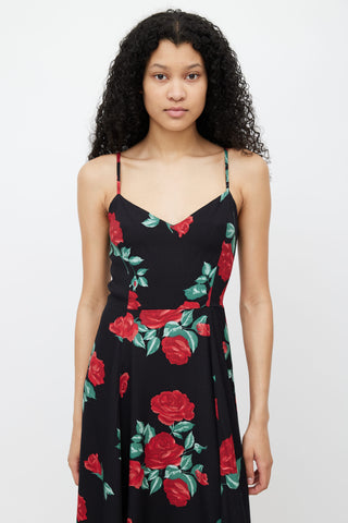 Reformation Black 
Red Floral Dress