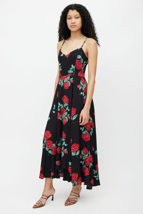 Reformation Black 
Red Floral Dress