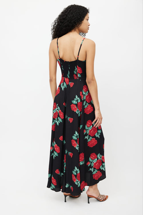 Reformation Black 
Red Floral Dress