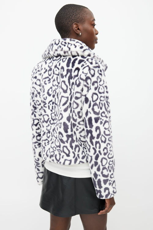 Reformation Black 
White Print Faux Fur  Jacket