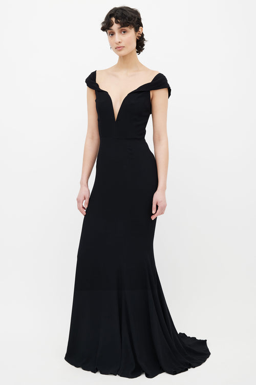 Reformation Black Sweetheart Bustier Maxi Dress