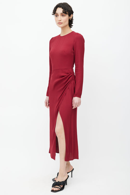 Reformation Burgundy Long Sleeve Midi Dress