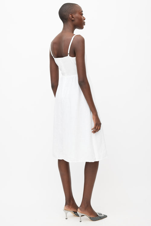 Reformation White Linen Button-Up Shoulder Strap Dress