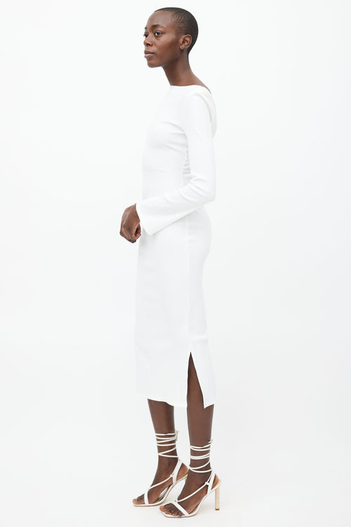 Reformation White Ribbed Knit Long Dress