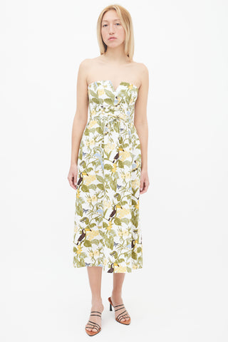 Reformation White 
Multi Print Cosima Midi Dress