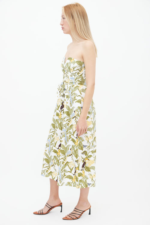 Reformation White 
Multi Print Cosima Midi Dress