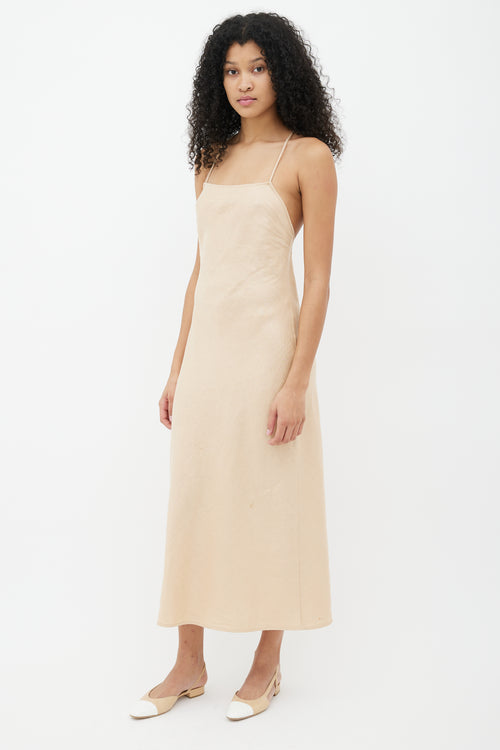 Remain Birger Christensen Beige Linen Cassidy Slip Dress