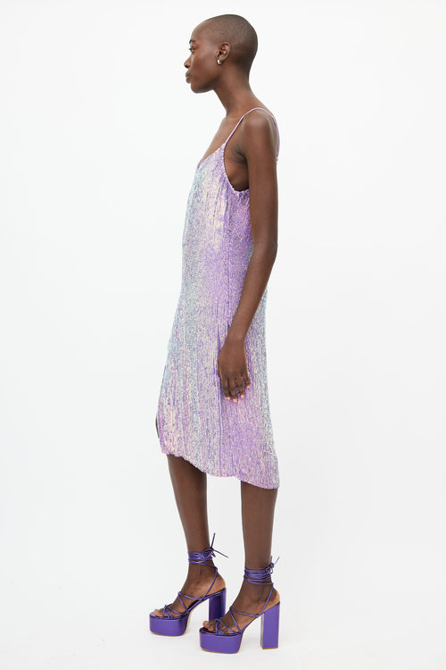 Retrofete Multicolour Iridescent Sequin Dress