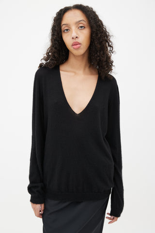 Rick Owens Black V-Neck Cashmere Sweater