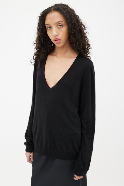 Rick Owens Black V-Neck Cashmere Sweater