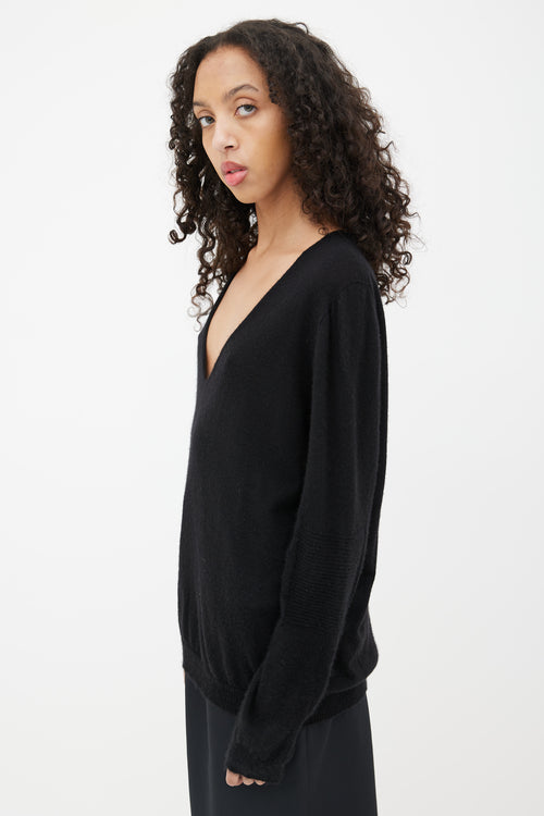 Rick Owens Black V-Neck Cashmere Sweater