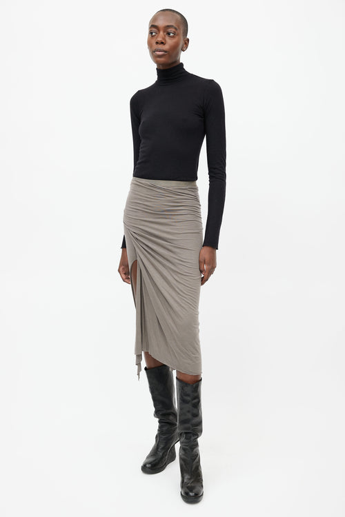 Rick Owens Lilies Grey Asymmetrical Slit Skirt