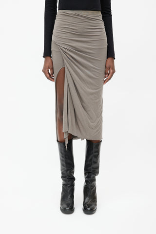 Rick Owens Lilies Grey Asymmetrical Slit Skirt