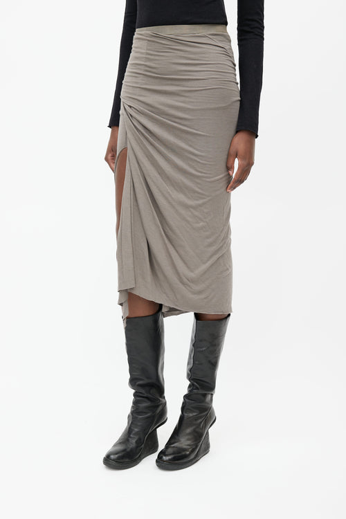 Rick Owens Lilies Grey Asymmetrical Slit Skirt